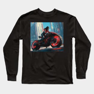 Biker Girl Cyberpunk LA Pursuit Long Sleeve T-Shirt